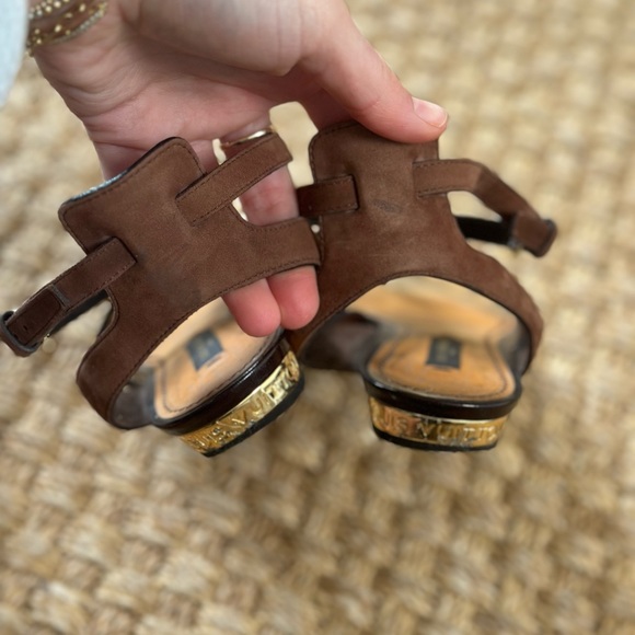 COPY - Louis Vuitton Brown Leather Sandals 37.5 RARE - Picture 5 of 7
